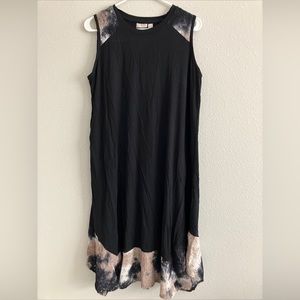 LOGO by Lori Goldstein Petite Rayon 230 Dress Tie-Dye Hem -Black (sz PM) A598799
